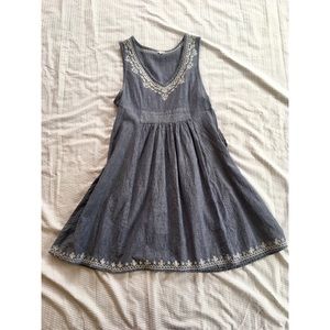 ModCloth En Créme Embroidered Chambray Dress